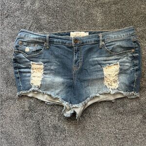 Torrid Blue Distressed Jean Shorts